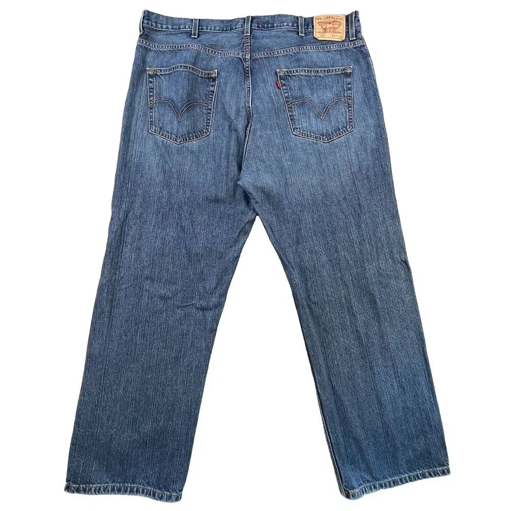Levis 569 Jeans Mens 44x32 Blue Denim Loose Straight Medium Wash